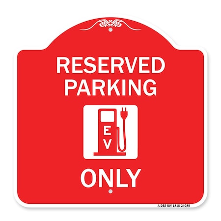 Signmission Ev W/ Electric Vehicle Charging Station Graphic, Red & White Aluminum Sign, 18" x 18", RW-1818-24089 A-DES-RW-1818-24089